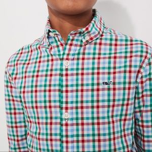 Vineyard Vines boys whale woven button up shirt